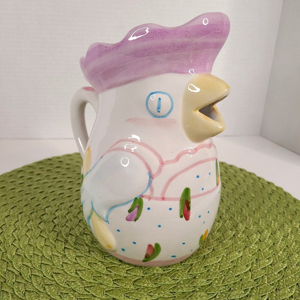 Vintage Alcobaca Rooster Pitcher made in Portugal